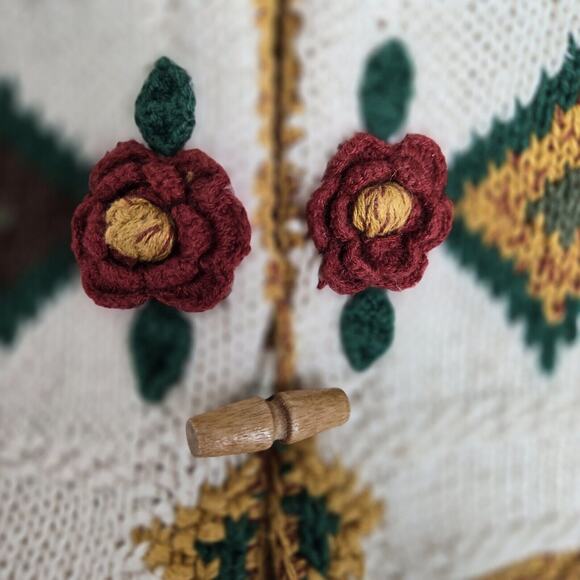 VTG Tony Lambert Cardigan Sweater S Ivory Multicolor Cabincore Cottagecore READ - Picture 10 of 15